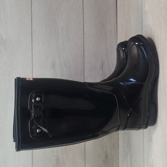 Hunter Womens Original Glossy Wellies  Classic Rain Tall lined boots shoes sz 8 - Picture 3 of 14